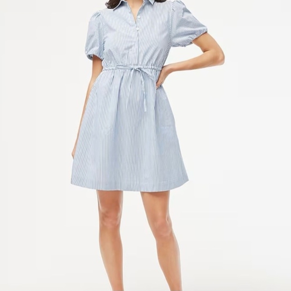 J. Crew Light Blue Striped Mini Dress